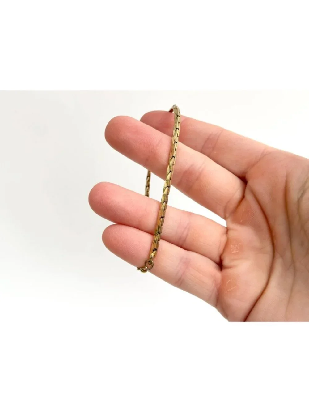 Gold Toned Cobra Chain Minimalist 80's Vintage Bracelet